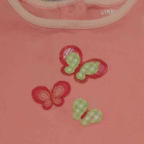 Gymboree Butterfly Spring Onesie Plaid Butterfly Appliques Girl Size 18-24 M - Picture 3 of 4